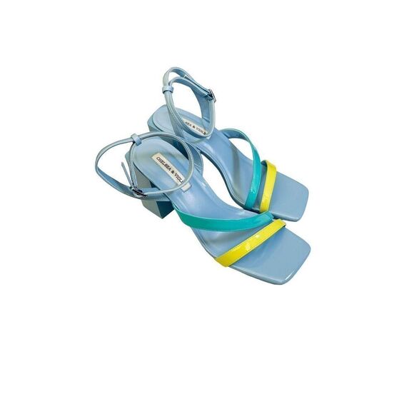Chelsea and Violet Holli Patent Color Block Ankle Strap Sandals Size 9 - Picture 1 of 9